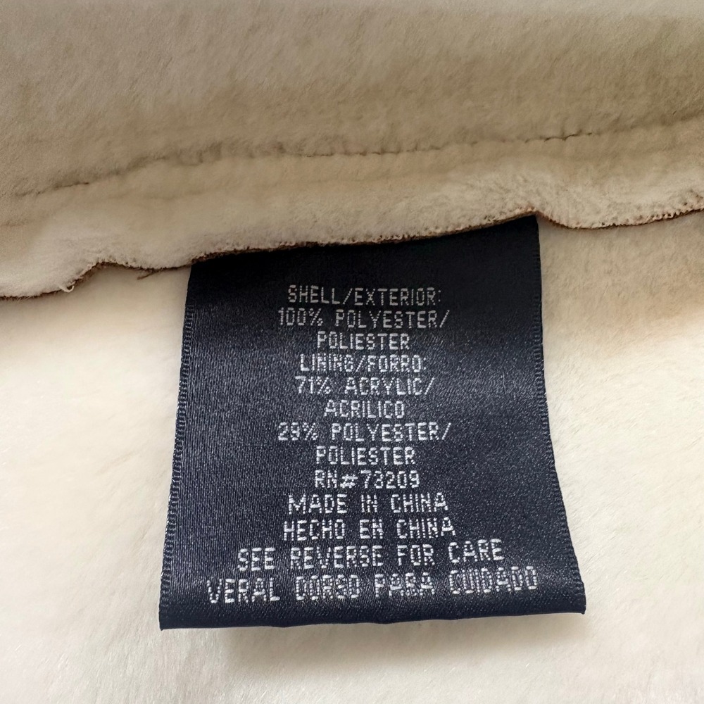 Marvin Richards Womens Small Faux Suede Shearling Coat Brown Zip Up Mid Length - Picture 7 of 9